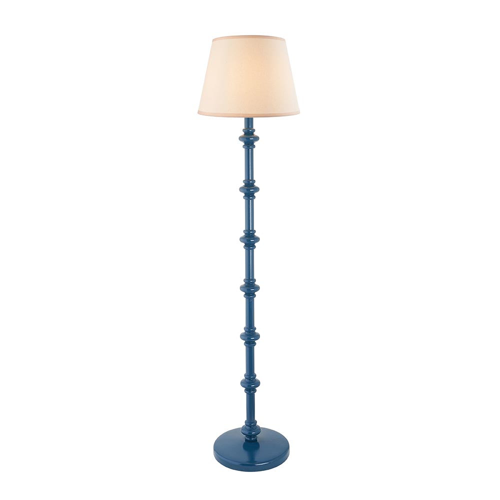 Carnaby And Ivy 35cm Vintage White Shade Floor Lamp With Satin Marlin Blue Base