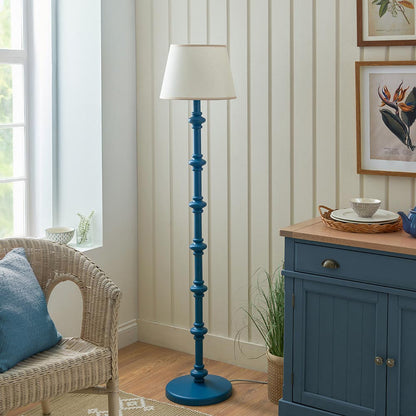 Carnaby And Ivy 35cm Vintage White Shade Floor Lamp With Satin Marlin Blue Base