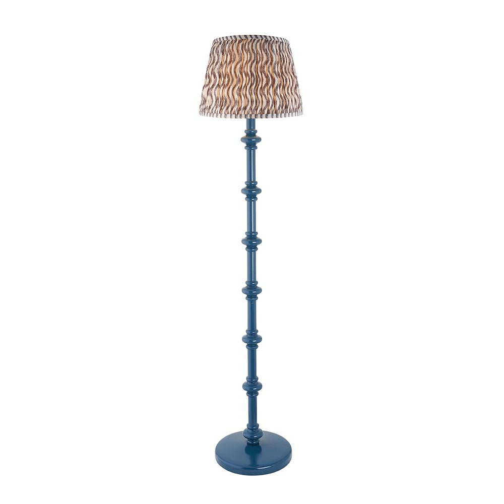 Carnaby And Ripple 35cm Pearl Grey Shade Floor Lamp With Satin Marlin Blue Base