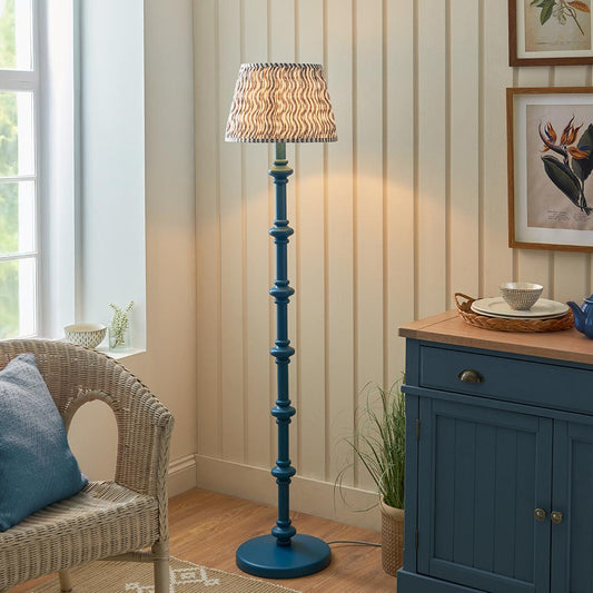 Carnaby And Ripple 35cm Pearl Grey Shade Floor Lamp With Satin Marlin Blue Base