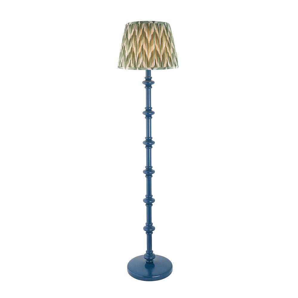 Carnaby And Zigzag 35cm Cotswold Green Shade Floor Lamp Satin Marlin Blue Base