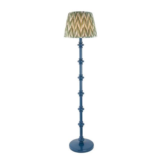 Carnaby And Zigzag 35cm Cotswold Green Shade Floor Lamp Satin Marlin Blue Base