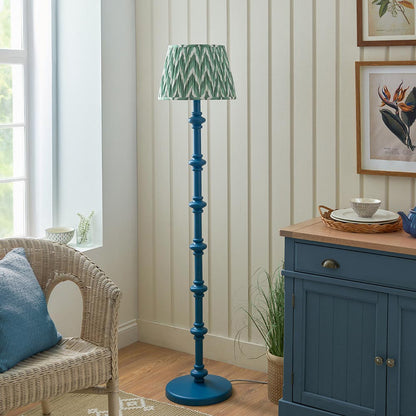 Carnaby And Zigzag 35cm Cotswold Green Shade Floor Lamp Satin Marlin Blue Base