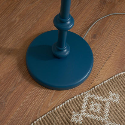 Carnaby And Ikat 35cm Pearl Grey Shade Floor Lamp With Satin Marlin Blue Base