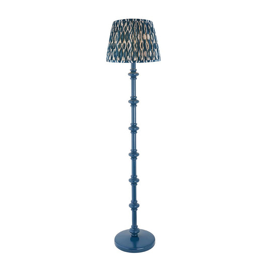 Carnaby And Ikat 35cm Marlin Blue Shade Floor Lamp With Satin Marlin Blue Base