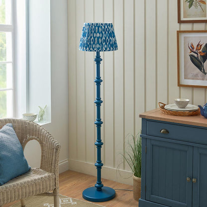 Carnaby And Ikat 35cm Marlin Blue Shade Floor Lamp With Satin Marlin Blue Base