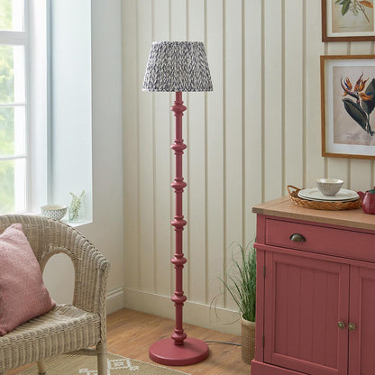Carnaby And Leaf 35cm Pearl Grey Shade Floor Lamp With Satin Pink Clay Base