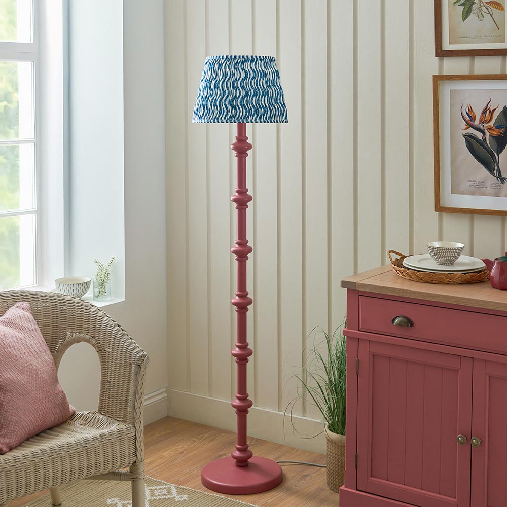 Carnaby And Ripple 35cm Marlin Blue Shade Floor Lamp With Satin Pink Clay Base