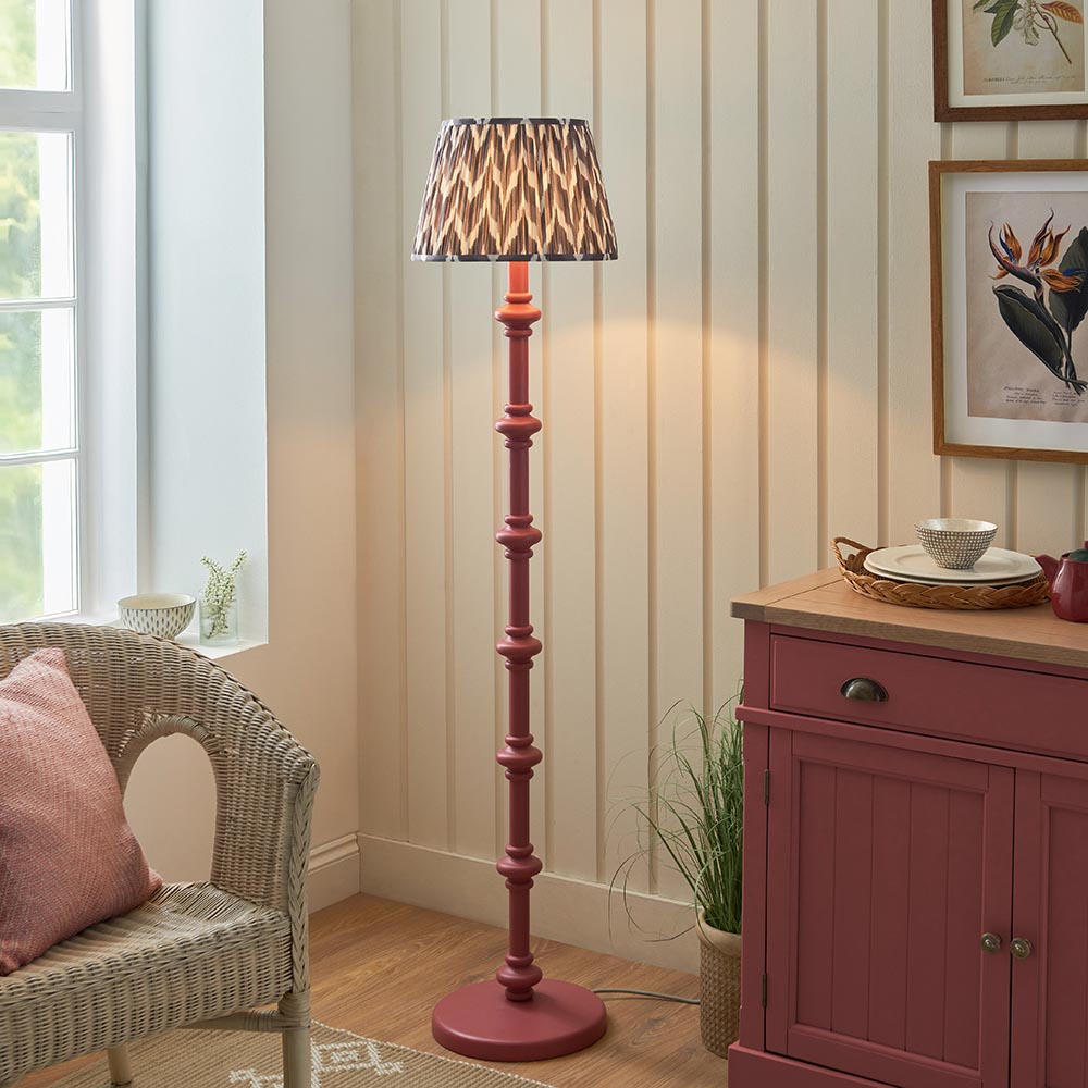 Carnaby And Zigzag 35cm Pearl Grey Shade Floor Lamp Satin Pink Clay Base