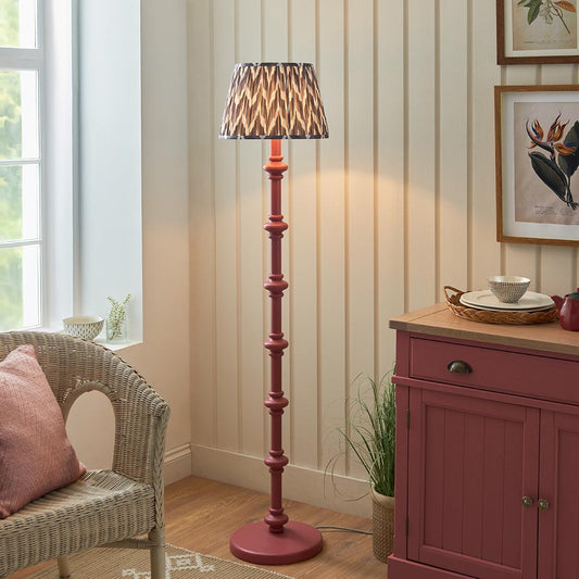 Carnaby And Zigzag 35cm Pearl Grey Shade Floor Lamp Satin Pink Clay Base
