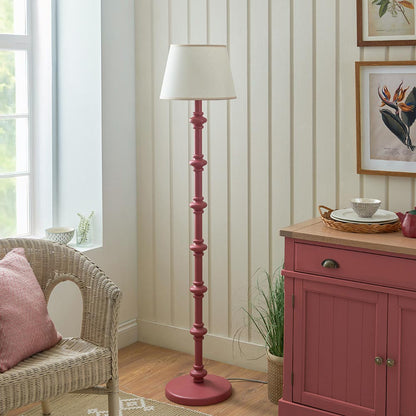 Carnaby And Ivy 35cm Vintage White Shade Floor Lamp With Satin Pink Clay Base