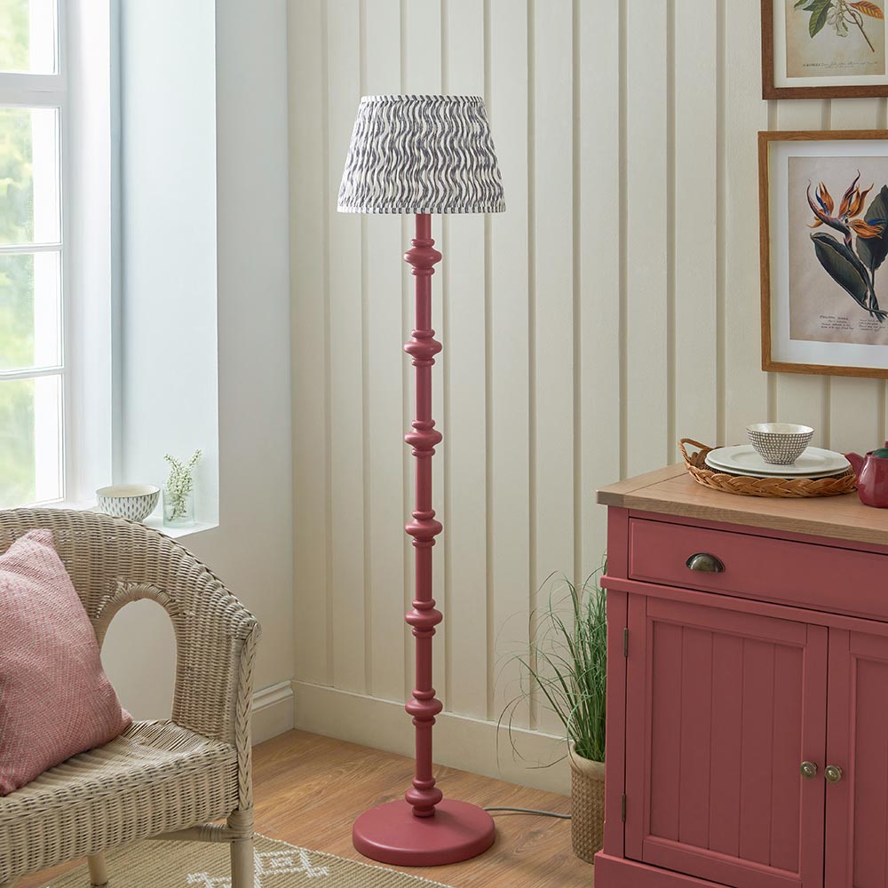 Carnaby And Ripple 35cm Pearl Grey Shade Floor Lamp With Satin Pink Clay Base