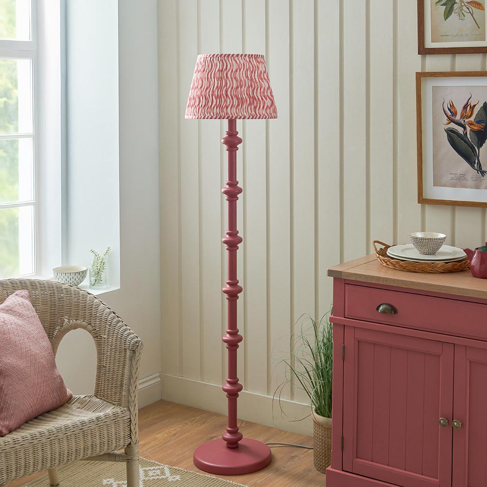Carnaby And Ripple 35cm Coral Pink Shade Floor Lamp With Satin Pink Clay Base