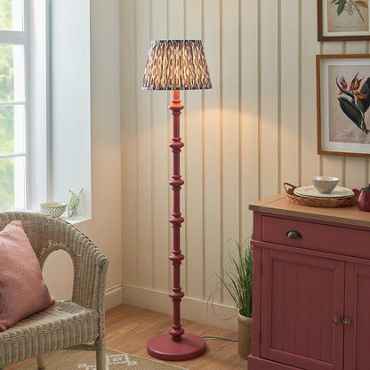 Carnaby And Ikat 35cm Pearl Grey Shade Floor Lamp With Satin Pink Clay Base