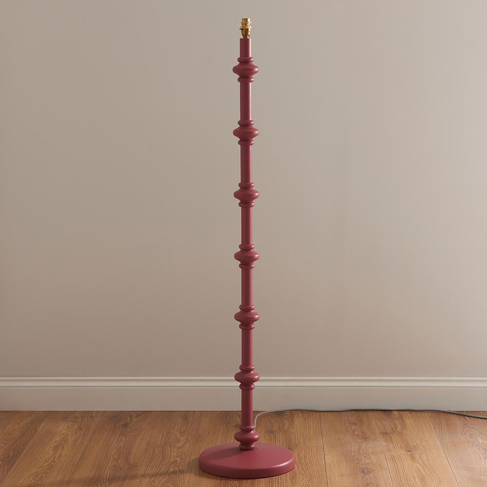 Carnaby And Ikat 35cm Pearl Grey Shade Floor Lamp With Satin Pink Clay Base