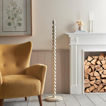 Higgledy And Leaf 35cm Pearl Grey Shade Floor Lamp With High Gloss Almond White Base