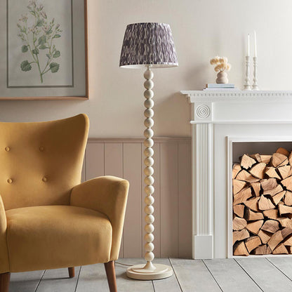 Higgledy And Ikat 35cm Pearl Grey Shade Floor Lamp With High Gloss Almond White Base