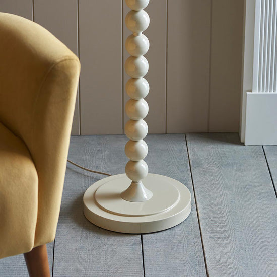 Higgledy And Ikat 35cm Pearl Grey Shade Floor Lamp With High Gloss Almond White Base