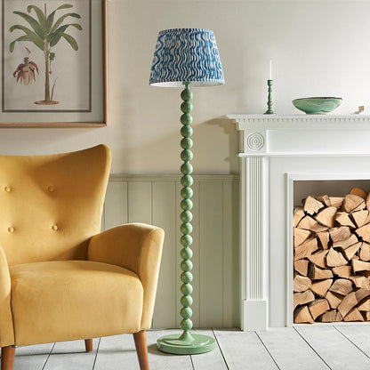 Higgledy And Ripple 35cm Marlin Blue Shade Floor Lamp With Gloss Cotswold Green Base