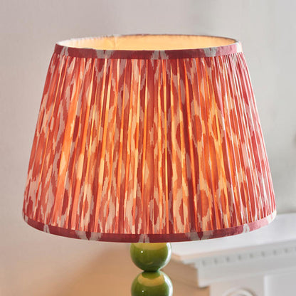 Higgledy And Ikat 35cm Coral Pink Shade Floor Lamp With High Gloss Cotswold Green Base