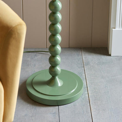 Higgledy And Ikat 35cm Coral Pink Shade Floor Lamp With High Gloss Cotswold Green Base