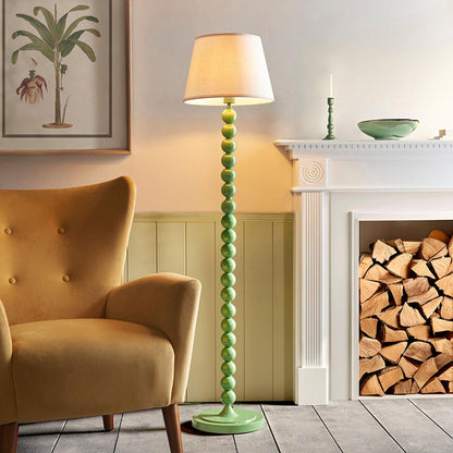 Higgledy And Ivy 35cm Vintage White Shade Floor Lamp With High Gloss Cotswold Green Base