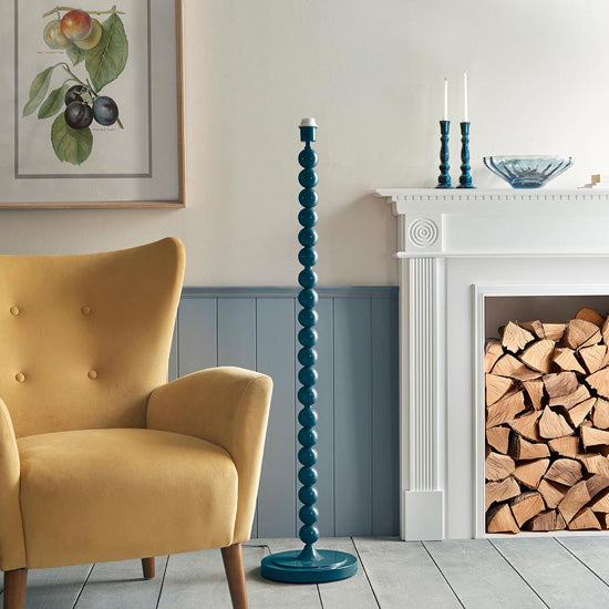 Higgledy And Leaf 35cm Pearl Grey Shade Floor Lamp With High Gloss Marlin Blue Base