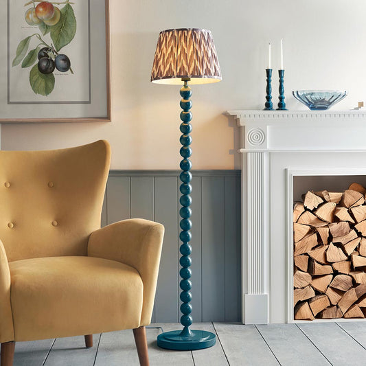Higgledy And Zigzag 35cm Pearl Grey Shade Floor Lamp With Gloss Marlin Blue Base