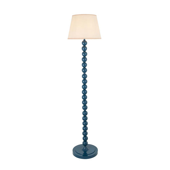 Higgledy And Ivy 35cm Vintage White Shade Floor Lamp With High Gloss Marlin Blue Base