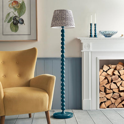 Higgledy And Ripple 35cm Pearl Grey Shade Floor Lamp With Gloss Marlin Blue Base