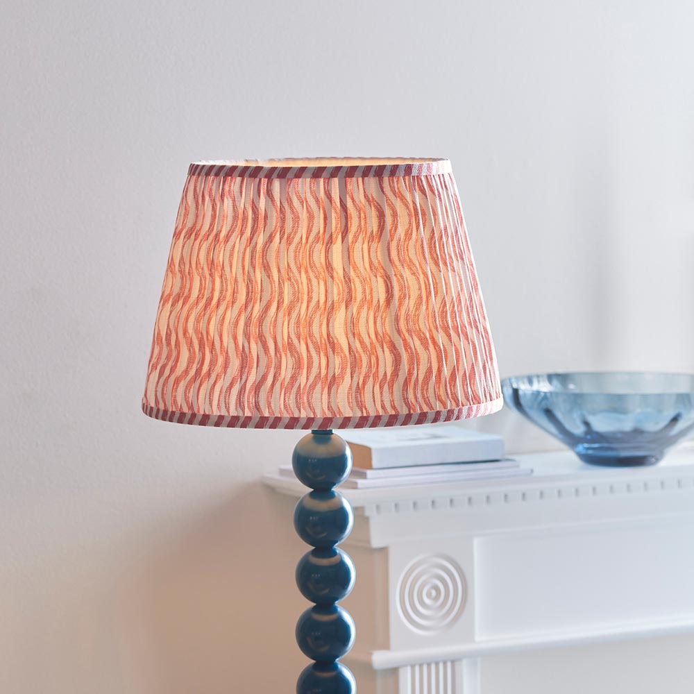 Higgledy And Ripple 35cm Coral Pink Shade Floor Lamp With Gloss Marlin Blue Base