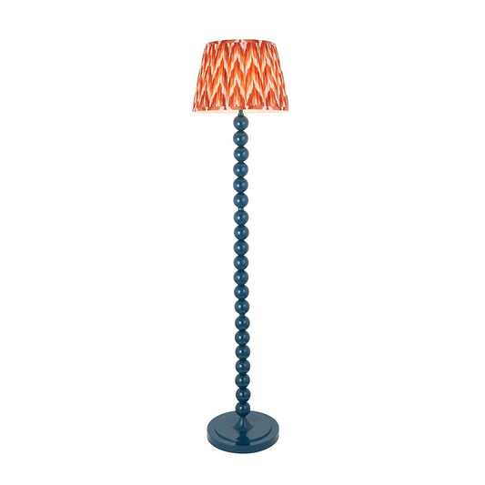 Higgledy And Zigzag 35cm Apricot Orange Shade Floor Lamp With Gloss Marlin Blue Base