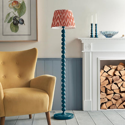 Higgledy And Zigzag 35cm Apricot Orange Shade Floor Lamp With Gloss Marlin Blue Base