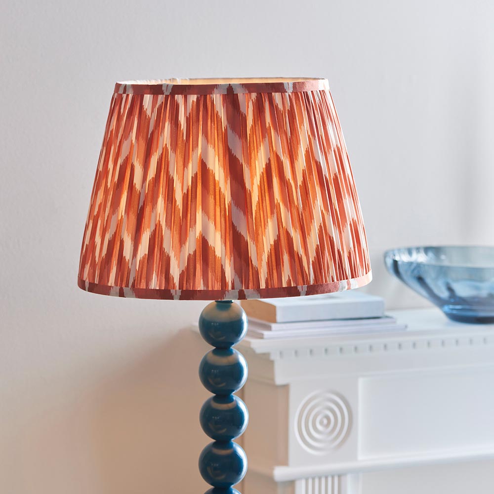 Higgledy And Zigzag 35cm Apricot Orange Shade Floor Lamp With Gloss Marlin Blue Base