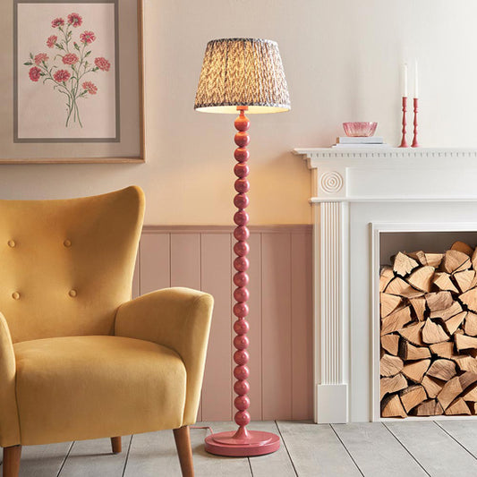 Higgledy And Leaf 35cm Pearl Grey Shade Floor Lamp With High Gloss Pink Clay Base