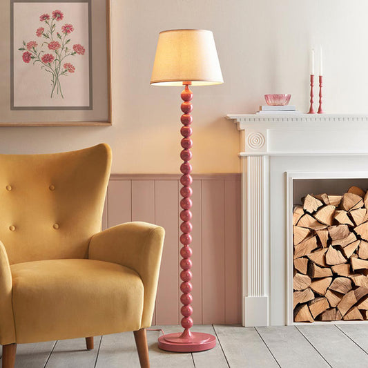 Higgledy And Ivy 35cm Vintage White Shade Floor Lamp With High Gloss Pink Clay Base