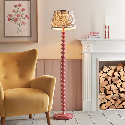 Higgledy And Ripple 35cm Pearl Grey Shade Floor Lamp With Gloss Pink Clay Base