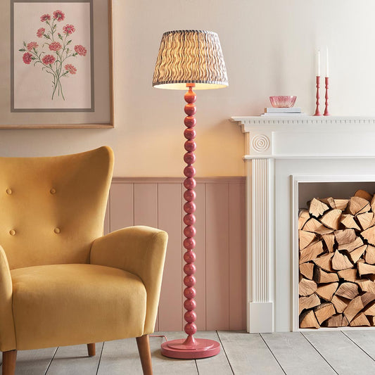 Higgledy And Ripple 35cm Pearl Grey Shade Floor Lamp With Gloss Pink Clay Base