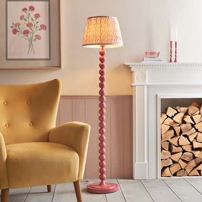 Higgledy And Ripple 35cm Coral Pink Shade Floor Lamp With Gloss Pink Clay Base