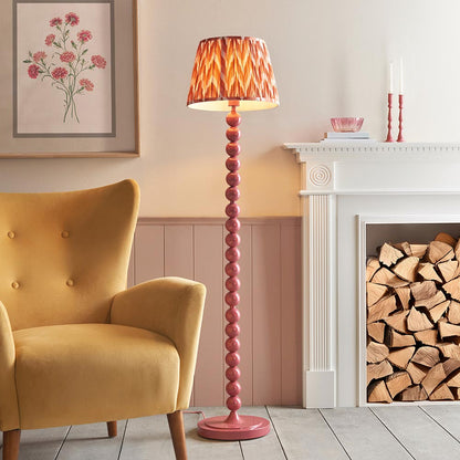 Higgledy And Zigzag 35cm Apricot Orange Shade Floor Lamp With Gloss Pink Clay Base
