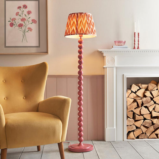 Higgledy And Zigzag 35cm Apricot Orange Shade Floor Lamp With Gloss Pink Clay Base