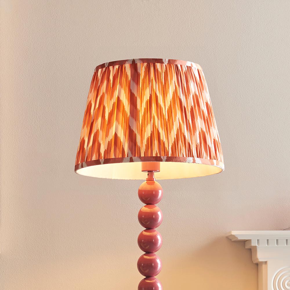 Higgledy And Zigzag 35cm Apricot Orange Shade Floor Lamp With Gloss Pink Clay Base