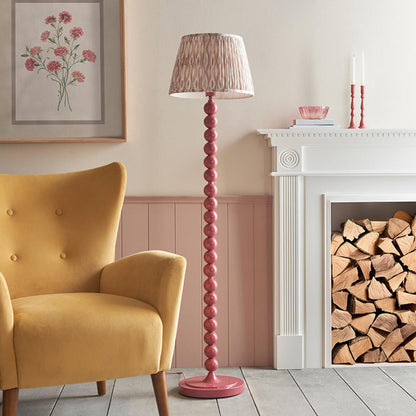 Higgledy And Ikat 35cm Neutral Shade Floor Lamp With High Gloss Pink Clay Base
