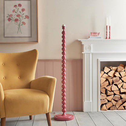 Higgledy And Ikat 35cm Neutral Shade Floor Lamp With High Gloss Pink Clay Base