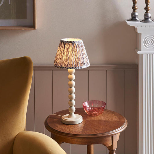 Higgledy And Leaf 20cm Pearl Grey Shade Table Lamp With High Gloss Almond White Base