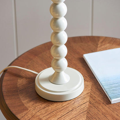 Higgledy And Leaf 20cm Pearl Grey Shade Table Lamp With High Gloss Almond White Base