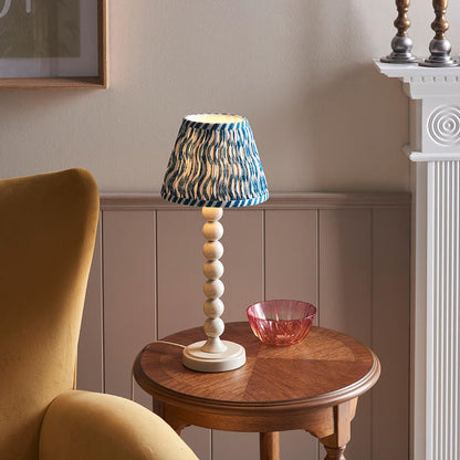 Higgledy And Ripple 20cm Marlin Blue Shade Table Lamp With Gloss Almond White Base