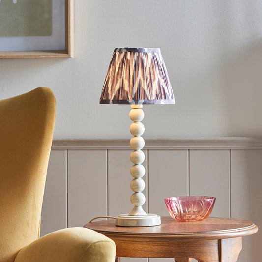 Higgledy And Zigzag 20cm Pearl Grey Shade Table Lamp With Gloss Almond White Base
