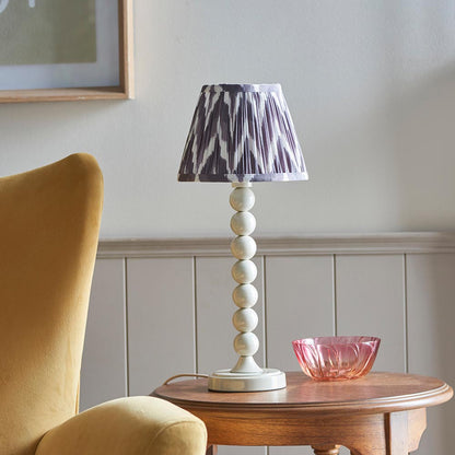 Higgledy And Zigzag 20cm Pearl Grey Shade Table Lamp With Gloss Almond White Base