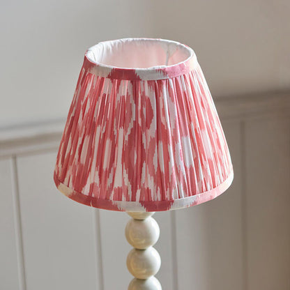 Higgledy And Ikat 20cm Coral Pink Shade Table Lamp With High Gloss Almond White Base